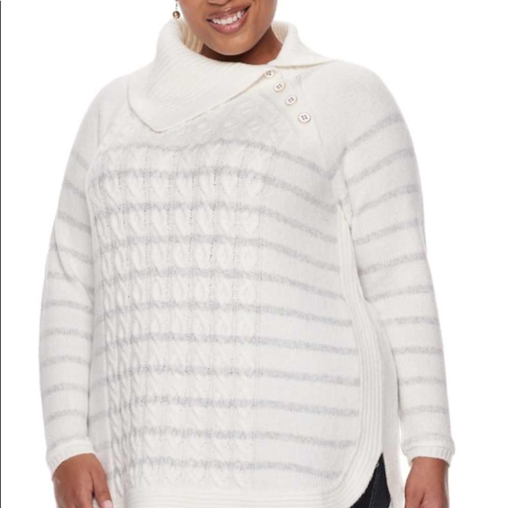 NWT plus sweater white/grey